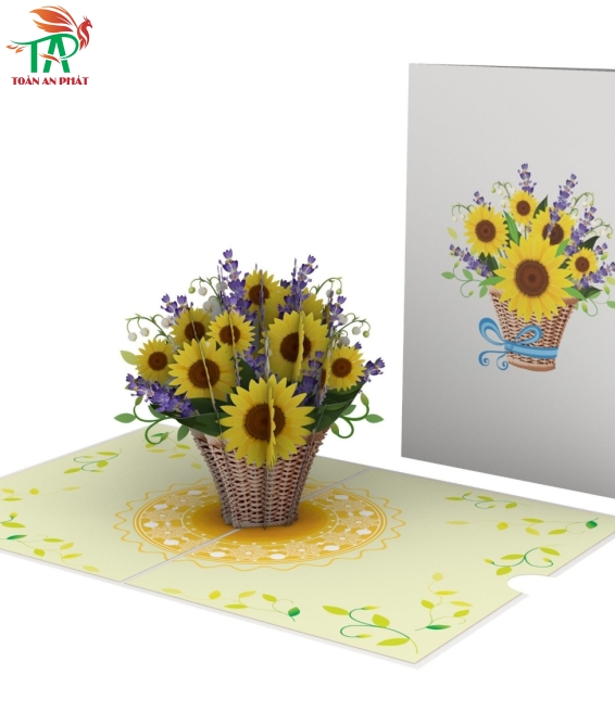 THIỆP 3D GIỎ HOA HƯỚNG DƯƠNG AP922