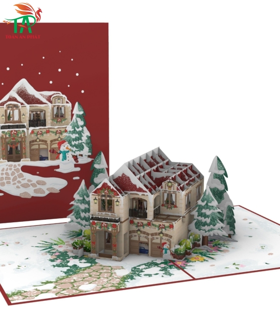THIỆP 3D NGÔI NHÀ NOEL AP932